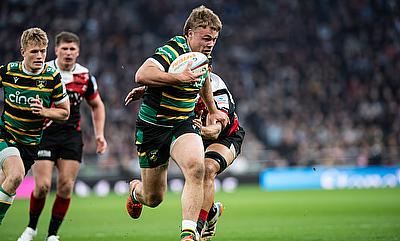 Tom Litchfield scored a first-half hat-trick for Northampton Northampton beat Leicester to reach PREM final